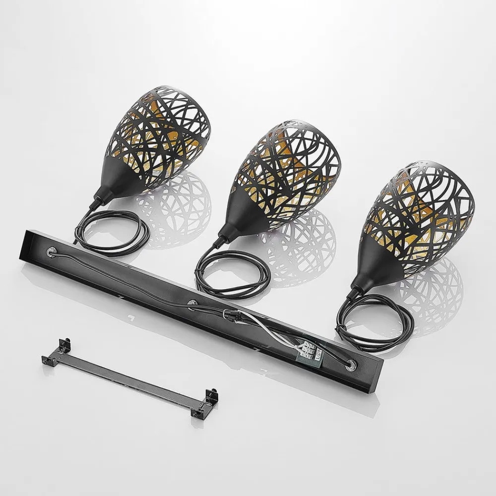 Marcello pendellampe, 75 cm, 3 lyskilder, sort-guld^Lindby Sale