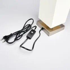 Lindby Martje bordlampe, højde 35 cm, hvid, tekstil, metal