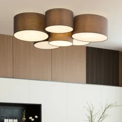 Maureka loftlampe, 94 cm, 6 lyskilder, tekstil^Lindby Best