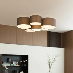 Maureka loftlampe, 94 cm, 6 lyskilder, tekstil^Lindby Best