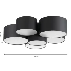 Maureka loftlampe, 94 cm, 6 lyskilder, tekstil^Lindby Best