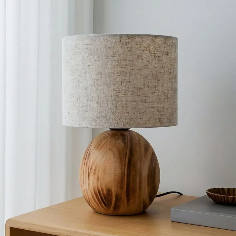 Mayumi bordlampe, højde 31 cm, træ, tekstil^Lindby Hot