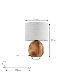Mayumi bordlampe, højde 31 cm, træ, tekstil^Lindby Hot