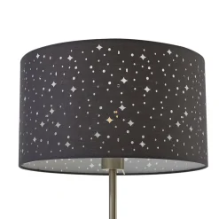 Lindby Melanie gulvlampe, grå, stof, Ø 36 cm, 2 lyskilder.