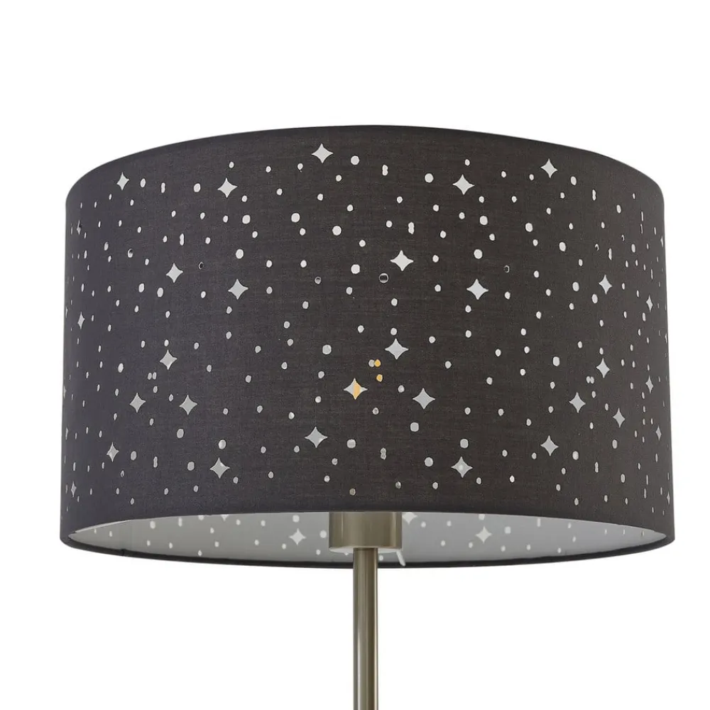 Lindby Melanie gulvlampe, grå, stof, Ø 36 cm, 2 lyskilder.