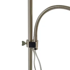 Lindby Melanie gulvlampe, grå, stof, Ø 36 cm, 2 lyskilder.