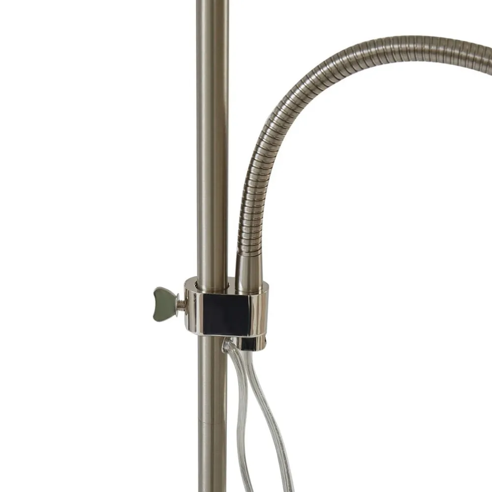 Lindby Melanie gulvlampe, grå, stof, Ø 36 cm, 2 lyskilder.