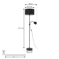 Melanie gulvlampe, sort, stof, Ø 36 cm, 2 lyskilder.^Lindby