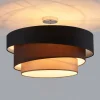 Lindby Gang|Loftlamper>Melia loftlampe, sort/brun, tekstil, Ø 56cm