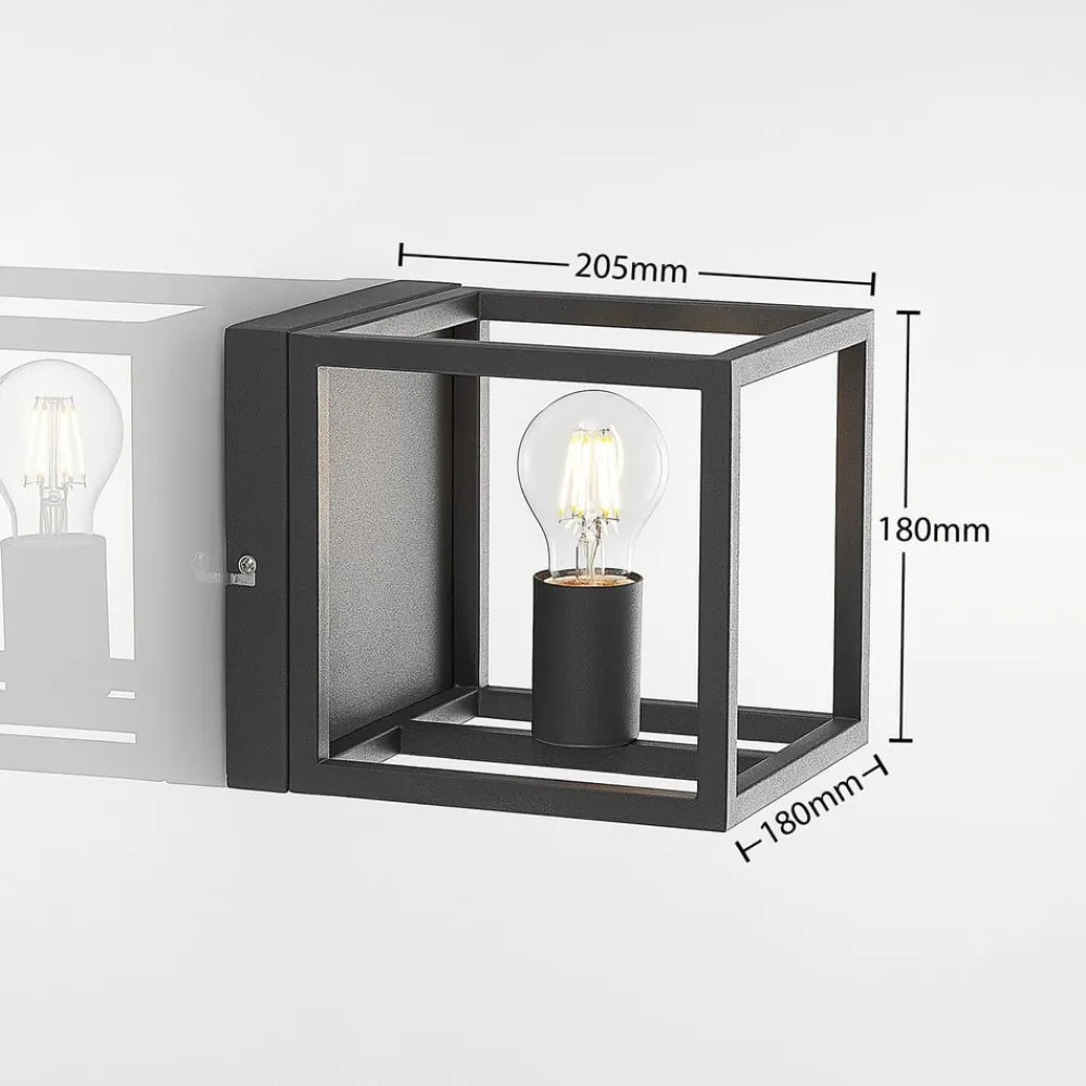 Meron væglampe, kasseform, mørkegrå^Lindby Discount