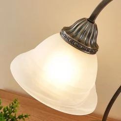 Lindby Mialina bordlampe, 42 cm, hvid, glas, metal