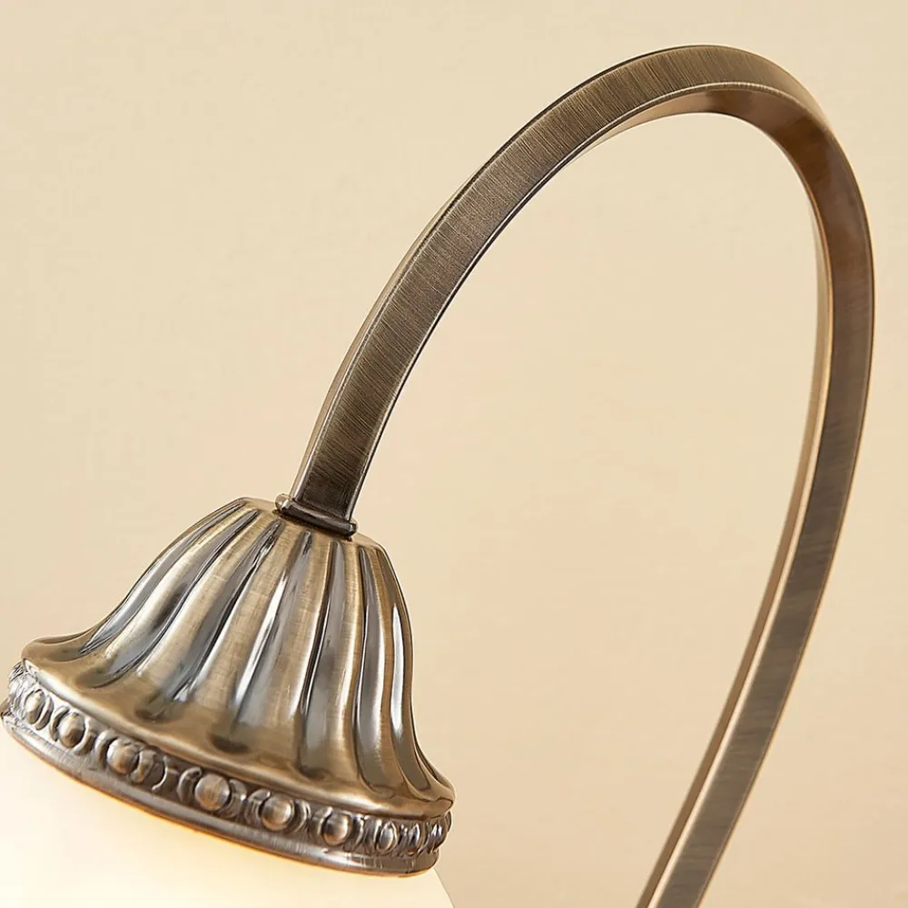 Lindby Mialina bordlampe, 42 cm, hvid, glas, metal