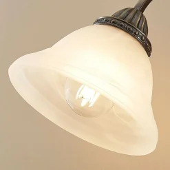 Lindby Mialina bordlampe, 42 cm, hvid, glas, metal