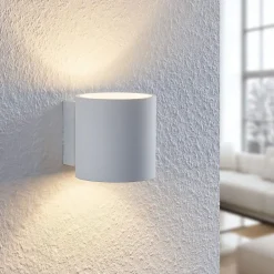 Lindby Væglamper>Mirza væglampe af aluminium, rund, hvid