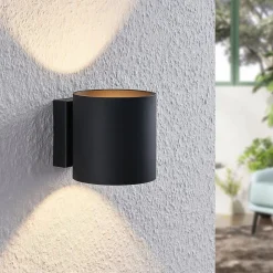 Lindby Væglamper>Mirza væglampe i aluminium, rund, sort