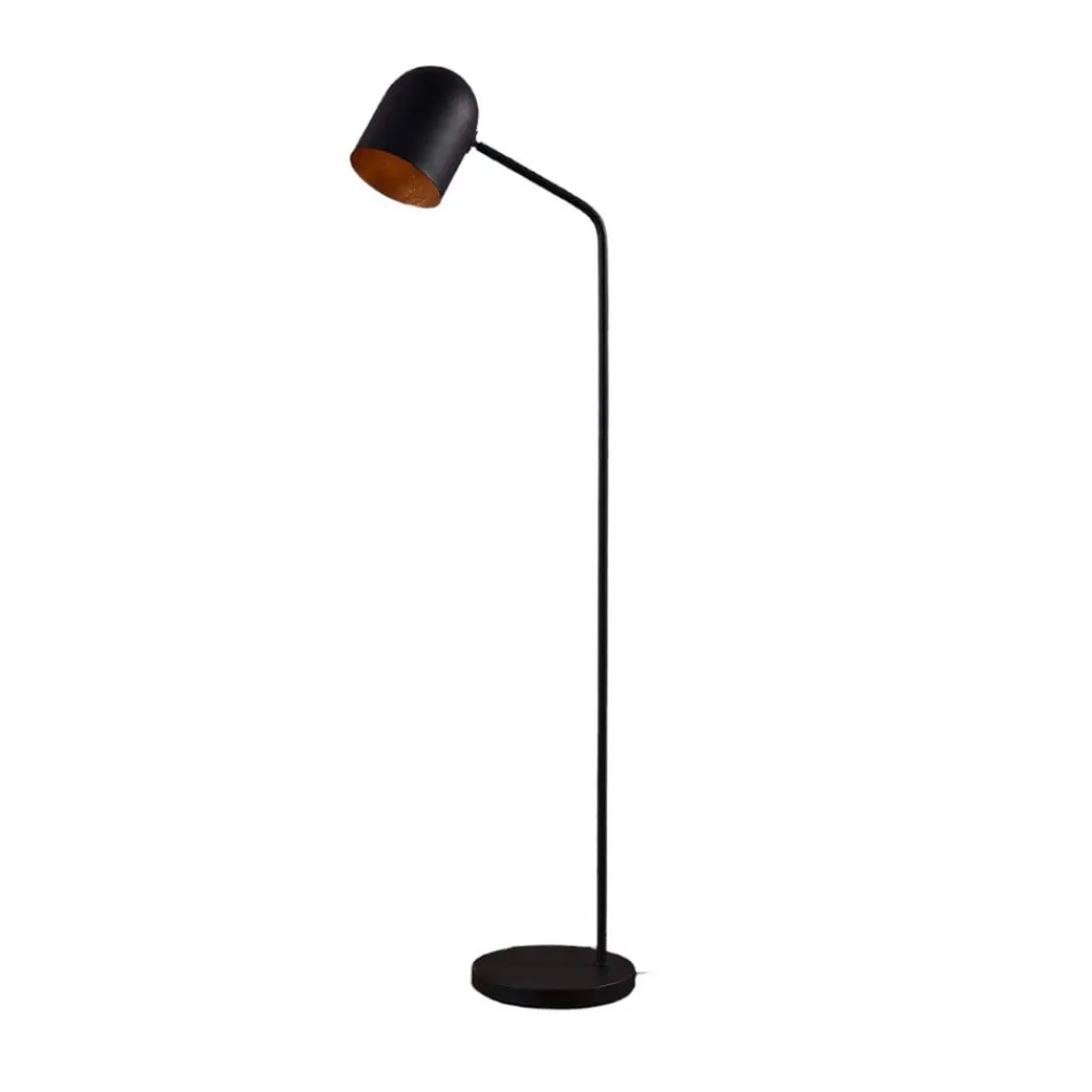 Lindby Gulvlamper|Gulvlamper>Morik gulvlampe, 1 lyskilde, sort/guld, metal