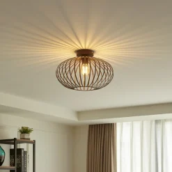 Nahele loftlampe, brun, metal, Ø 40 cm, E27^Lindby