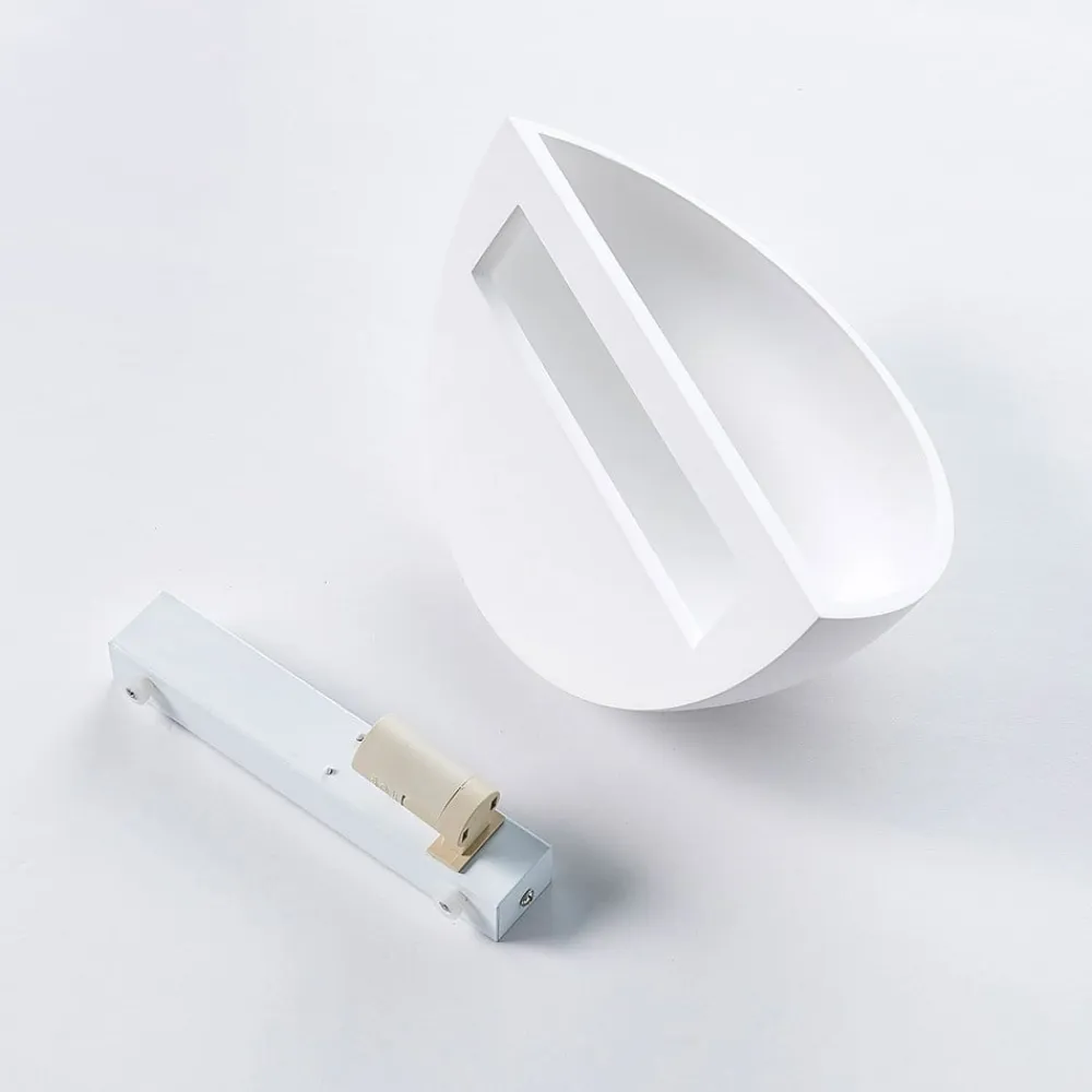 Lindby Gang|Væglamper>Narin uplight væglampe, hvid, gips, halvcirkelformet, 28 cm