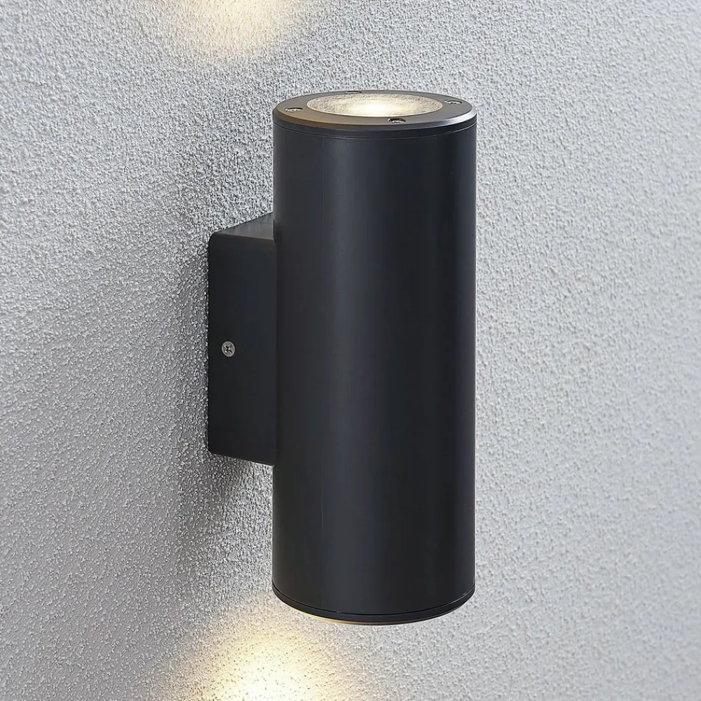 Lindby Nati udendørs væglampe, 22 cm, antracit, IP54, rund