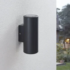 Lindby Nati udendørs væglampe, 22 cm, antracit, IP54, rund