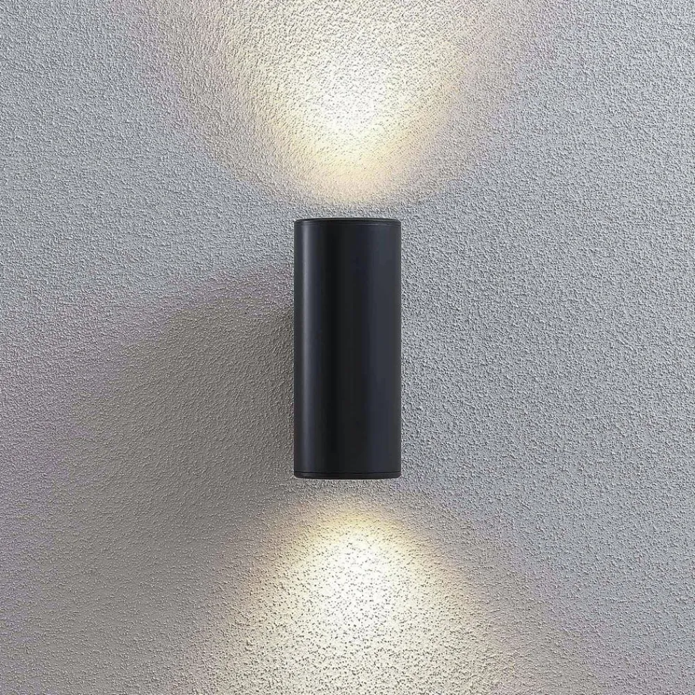 Lindby Nati udendørs væglampe, 22 cm, antracit, IP54, rund