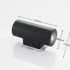 Lindby Nati udendørs væglampe, 22 cm, antracit, IP54, rund