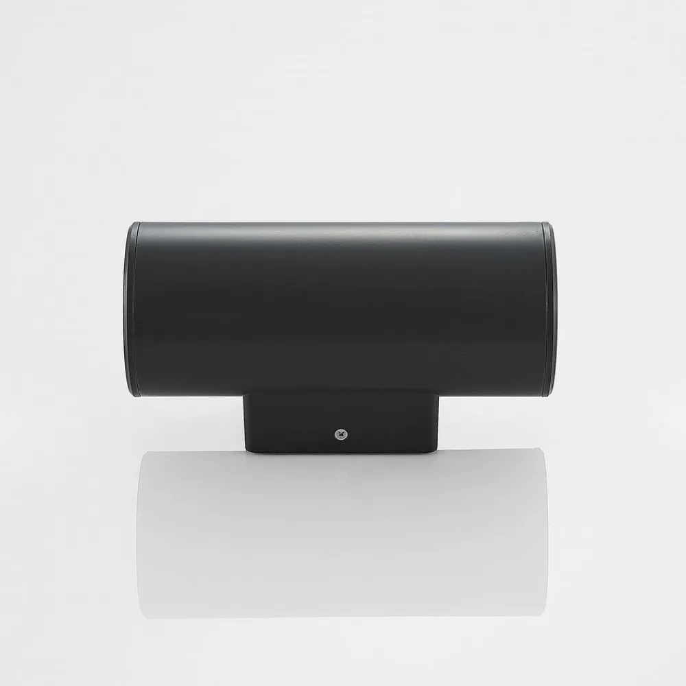 Lindby Nati udendørs væglampe, 22 cm, antracit, IP54, rund