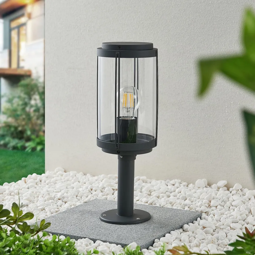 Lindby Sokkellamper>Ojali sokkellampe, rund, mørkegrå