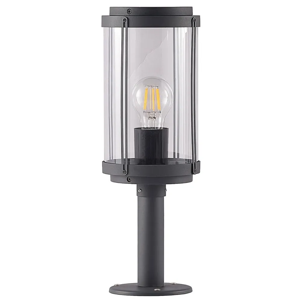 Lindby Sokkellamper>Ojali sokkellampe, rund, mørkegrå