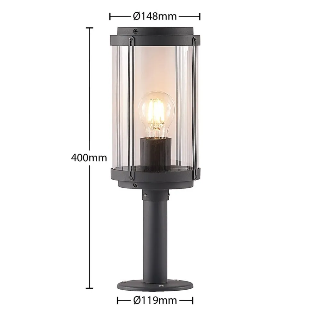 Lindby Sokkellamper>Ojali sokkellampe, rund, mørkegrå