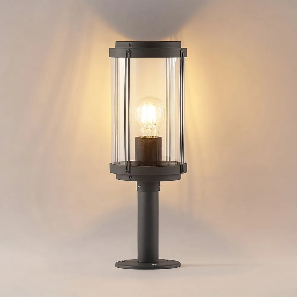 Lindby Sokkellamper>Ojali sokkellampe, rund, mørkegrå