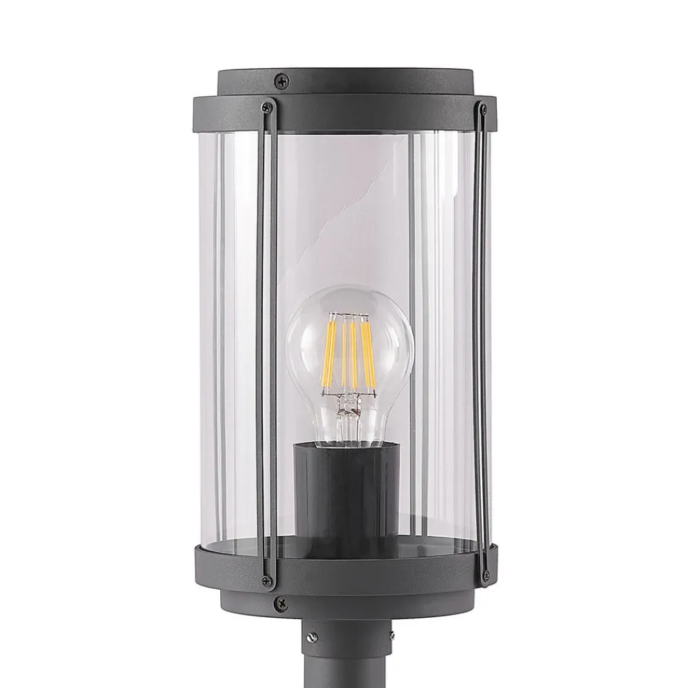 Lindby Sokkellamper>Ojali sokkellampe, rund, mørkegrå