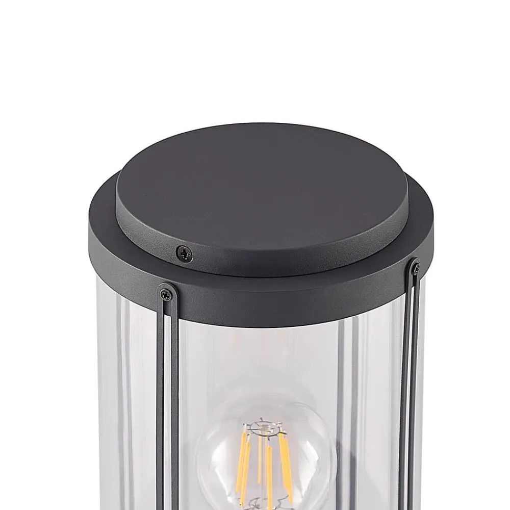 Lindby Sokkellamper>Ojali sokkellampe, rund, mørkegrå