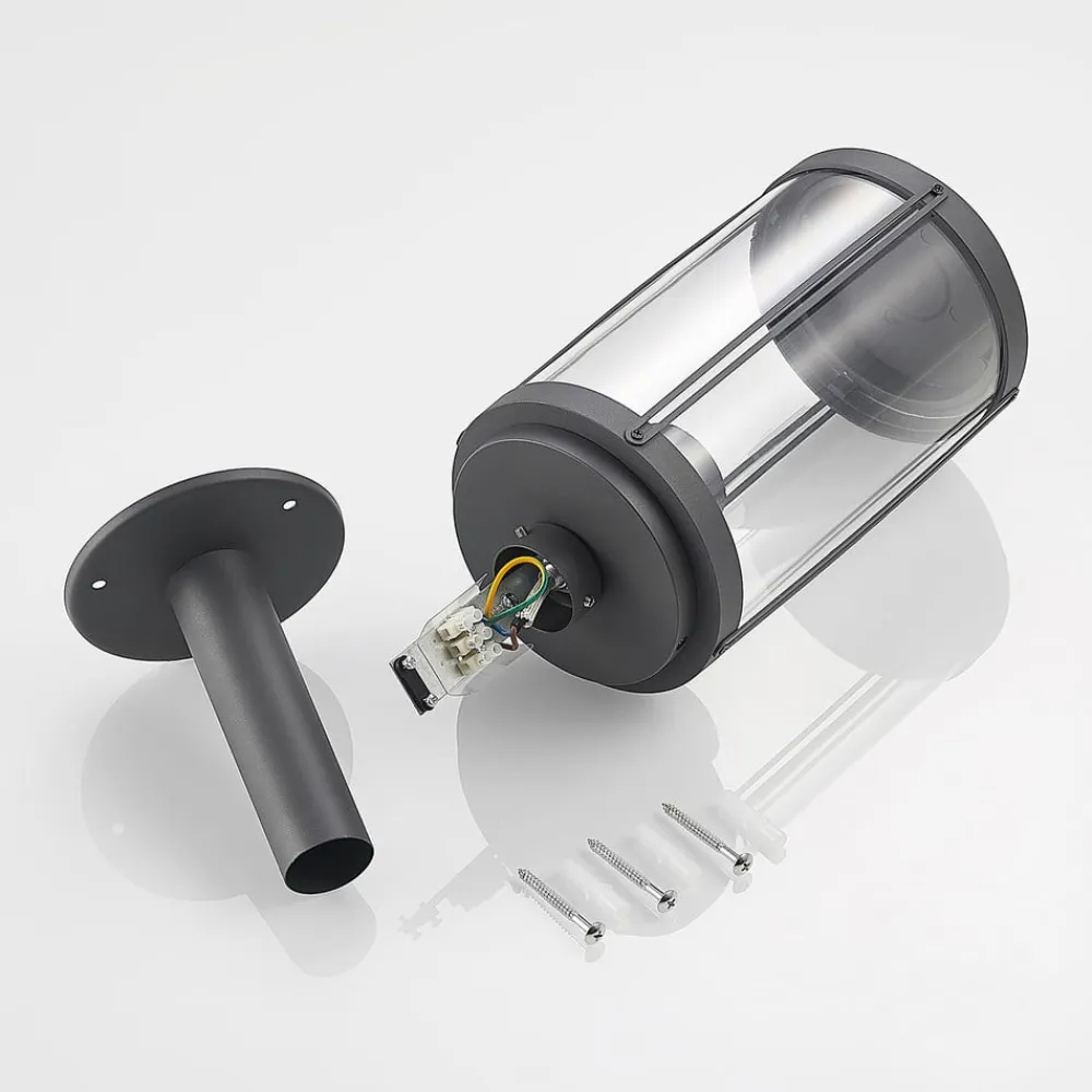 Lindby Sokkellamper>Ojali sokkellampe, rund, mørkegrå