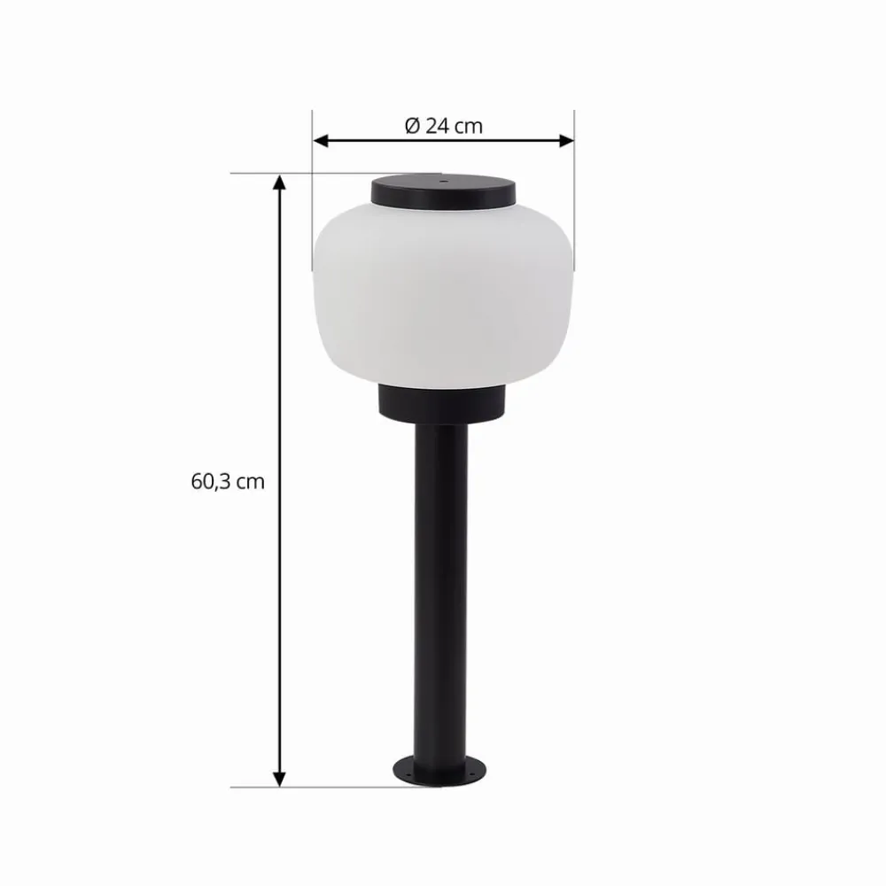 Lindby Terrassebelysning>Orfeas sokkellampe, sort/hvid, aluminium, Ø 24 cm