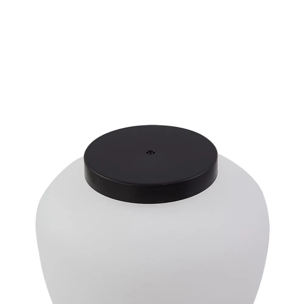 Lindby Terrassebelysning>Orfeas sokkellampe, sort/hvid, aluminium, Ø 24 cm