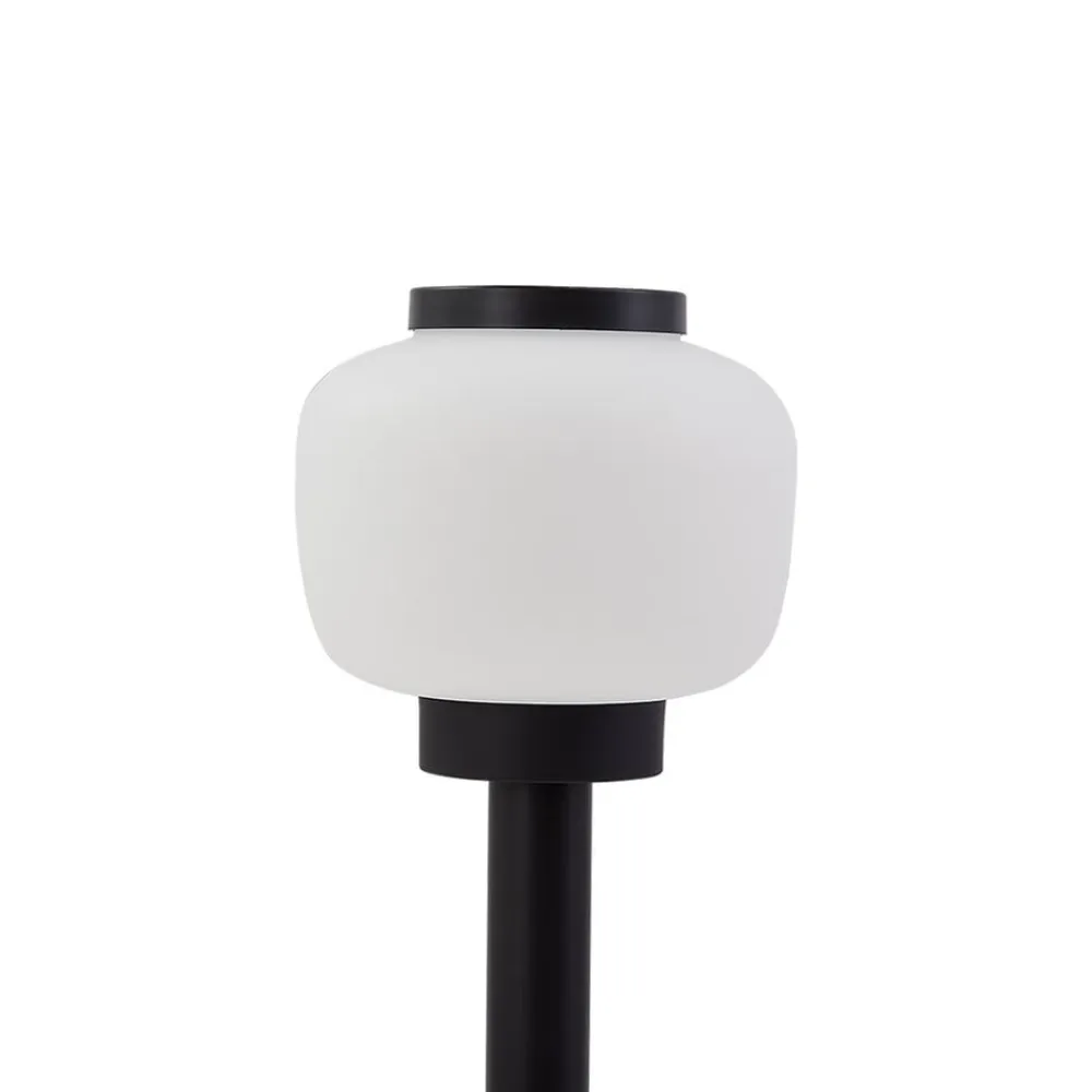 Lindby Terrassebelysning>Orfeas sokkellampe, sort/hvid, aluminium, Ø 24 cm