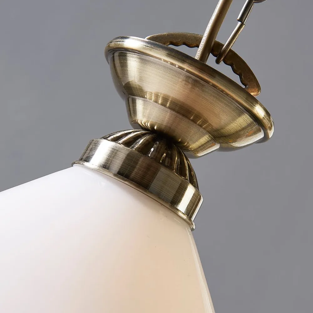 Lindby Otis pendellampe, Ø 30 cm, hvid, glas, kegle, E27