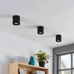 Parvin aluminium downlight, rund, sort^Lindby Clearance