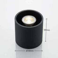 Parvin aluminium downlight, rund, sort^Lindby Clearance