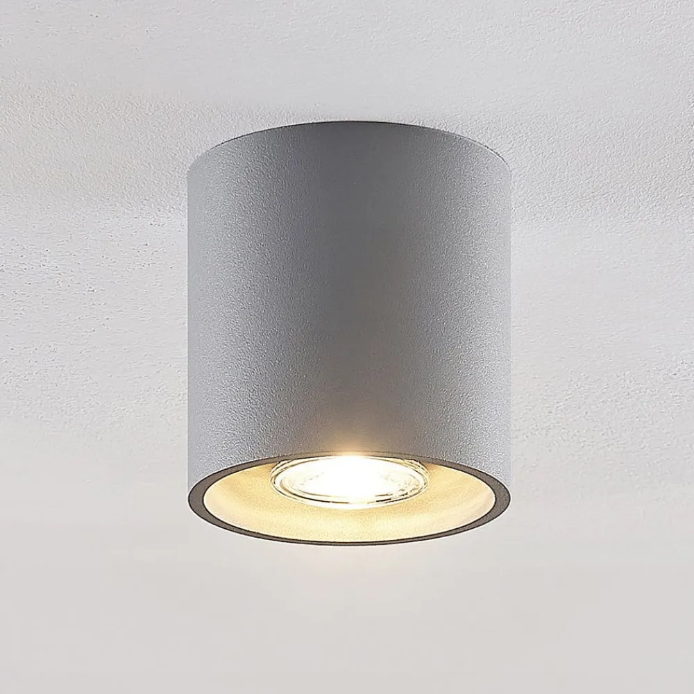 Lindby Loftlamper>Parvin aluminium downlight, rund, grå