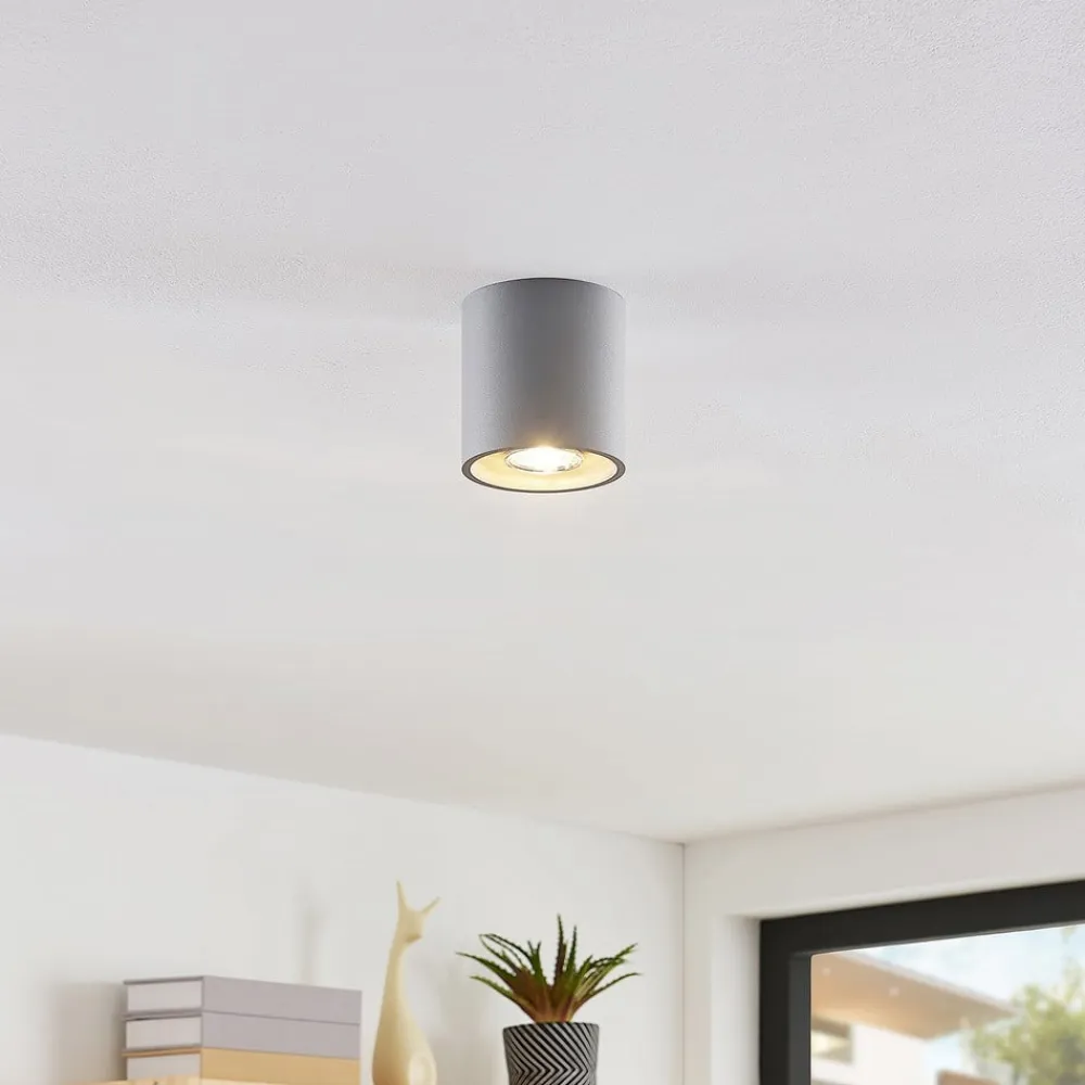 Lindby Loftlamper>Parvin aluminium downlight, rund, grå