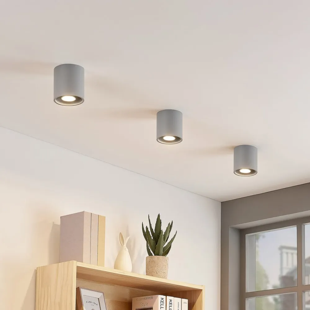 Lindby Loftlamper>Parvin aluminium downlight, rund, grå
