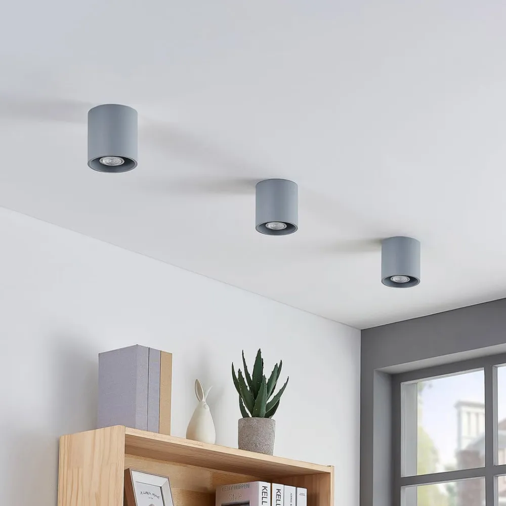 Lindby Loftlamper>Parvin aluminium downlight, rund, grå