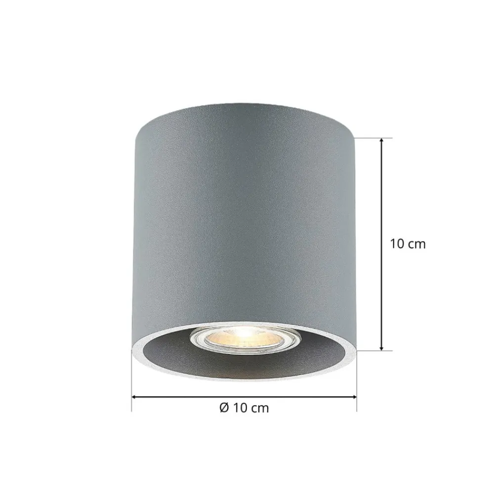 Lindby Loftlamper>Parvin aluminium downlight, rund, grå