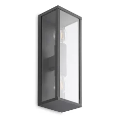 Lindby Peldar udendørs væglampe, klar, 2 lyskilder, 38 cm, metal