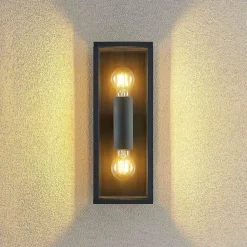 Lindby Peldar udendørs væglampe, klar, 2 lyskilder, 38 cm, metal