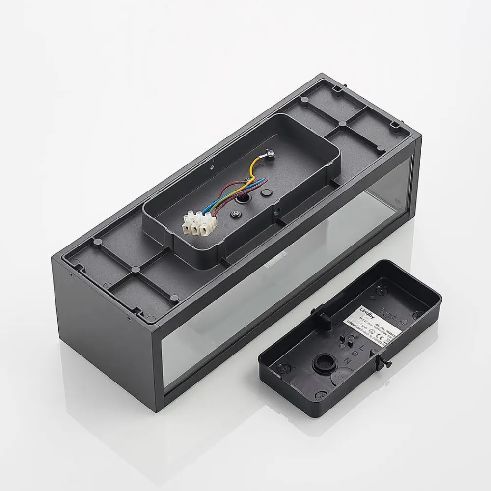 Lindby Peldar udendørs væglampe, klar, 2 lyskilder, 38 cm, metal