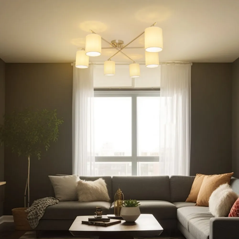 Lindby Loftlamper>Pellinora loftlampe, nikkelfarve/hvid