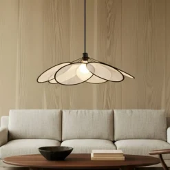 pendel Astraia, natur/sort, hør, Ø 80 cm^Lindby Best